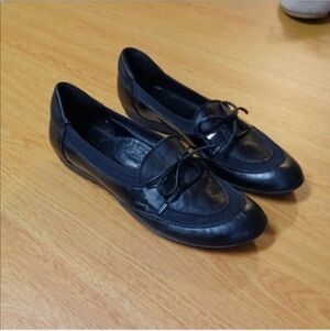 Sesto Meucci black flats leather Comfort Walking Career Office Minimalist